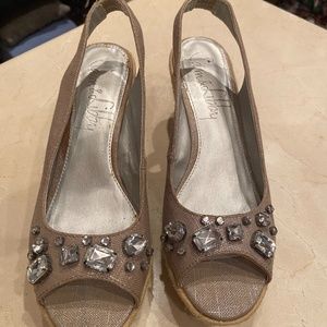 Linen Espadrilles with Rhinstones